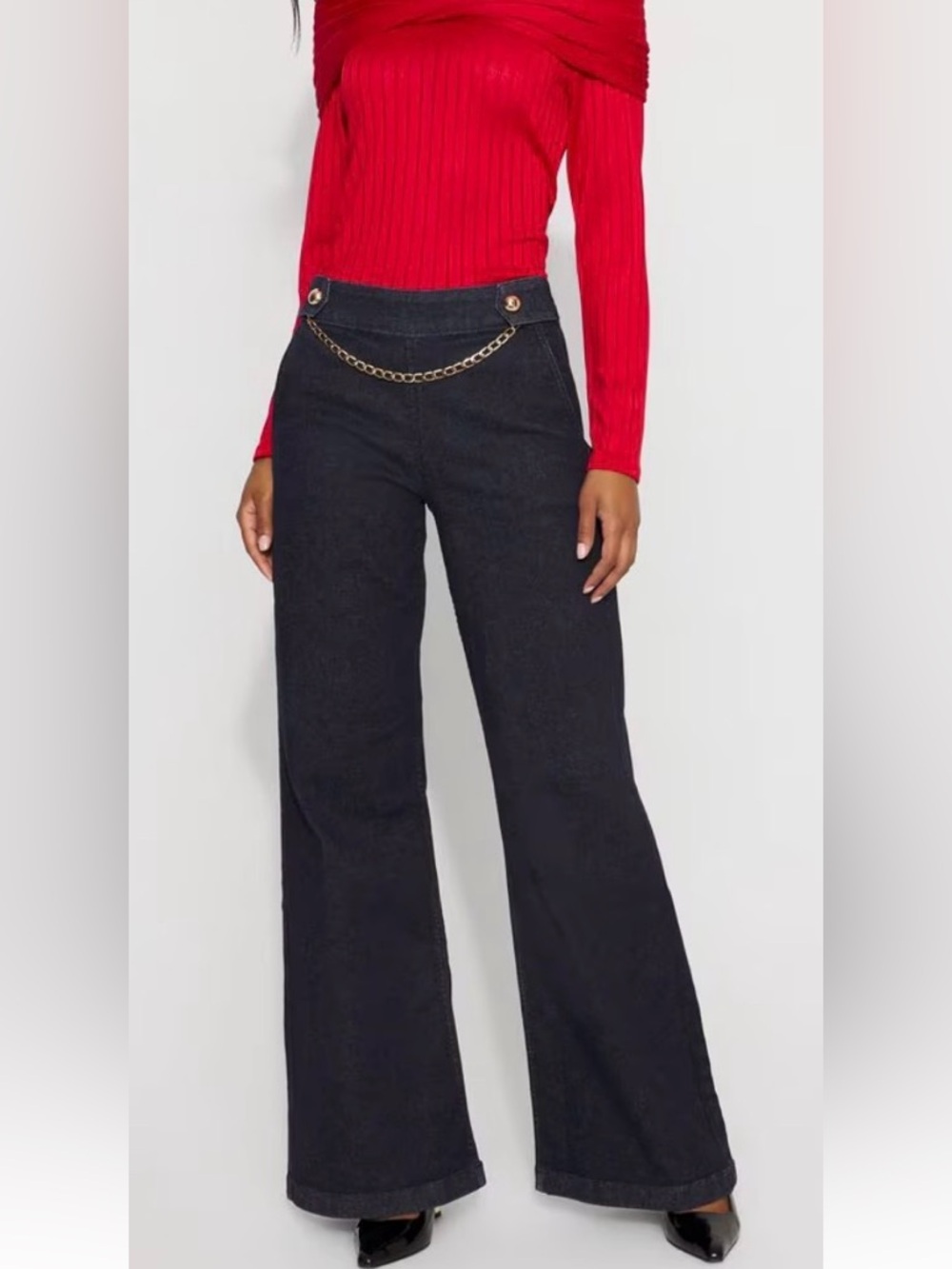 White House Black Market Denim Extra High-Rise Wide Leg Jeans Size 10